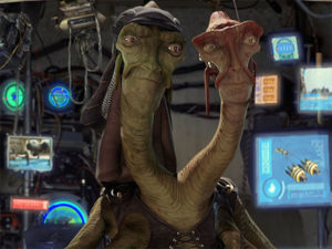 Two-headed pod race announcers in the Phantom Menace